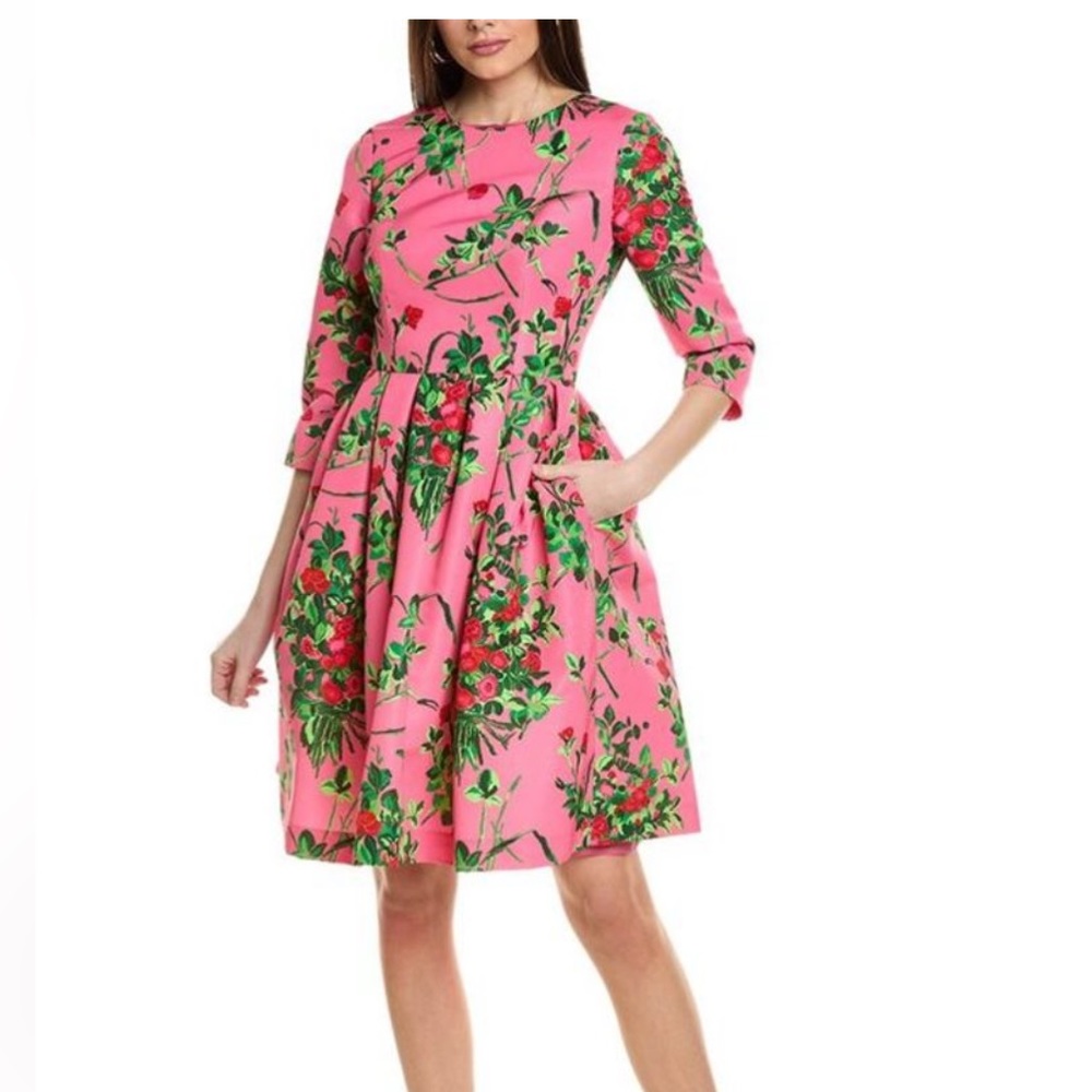 ISO Carolina Herrera Pink Floral Dress.  Size 12 or 14